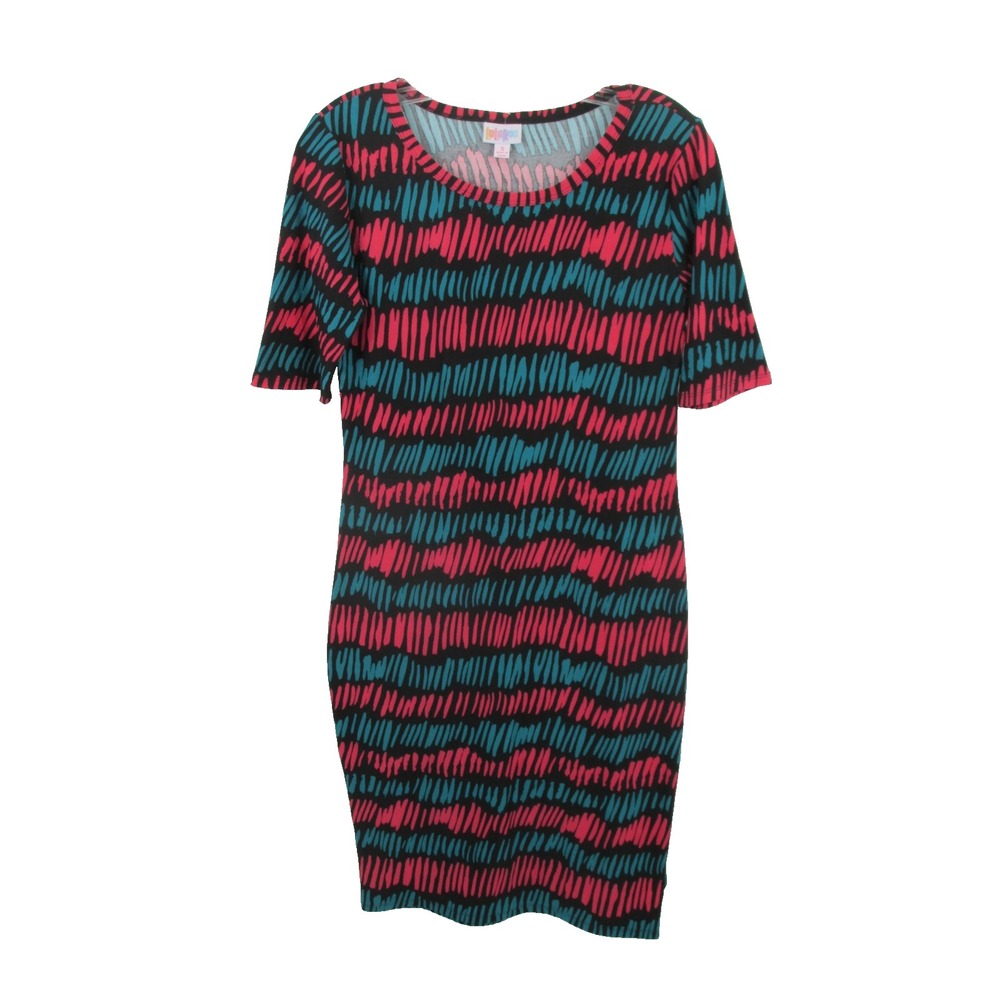LULAROE Midi Shift Dress Women Small Multicolor Abstract Stretchy Artsy Comfy
